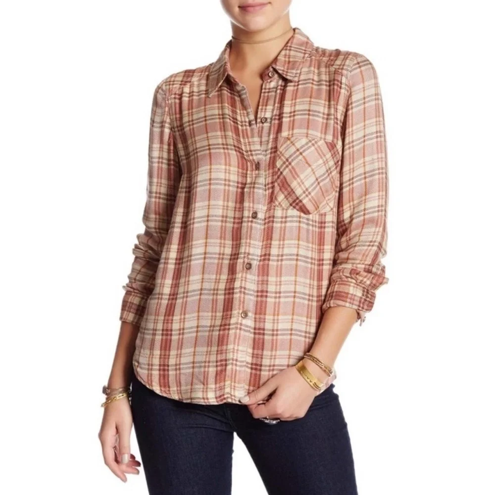 Free People Joplin Plaid Button Down Shirt 💕